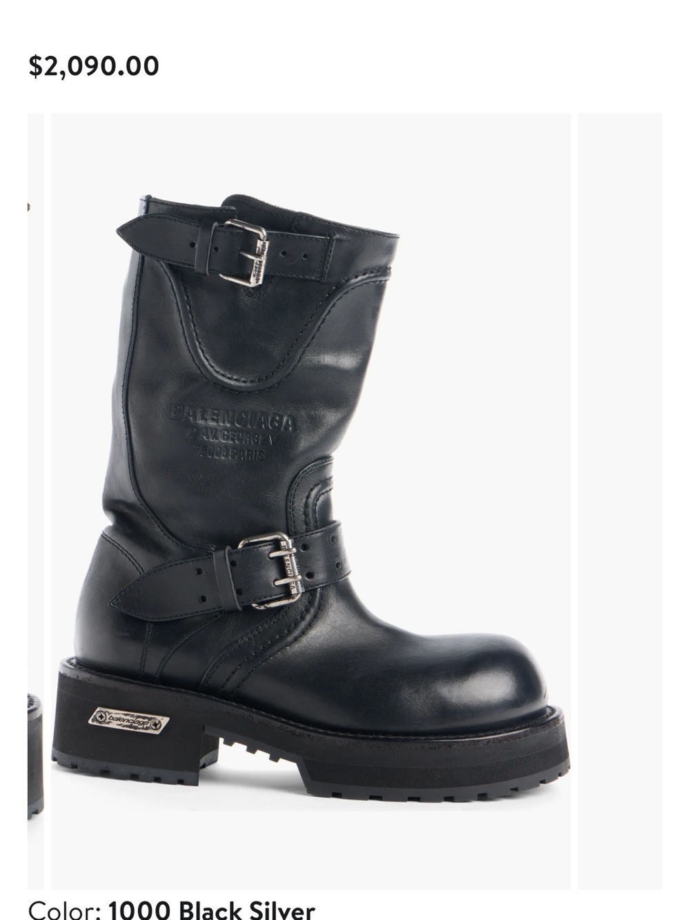 Balenciaga Venom Black Leather Buckle Harness Boots with Silver Hardware